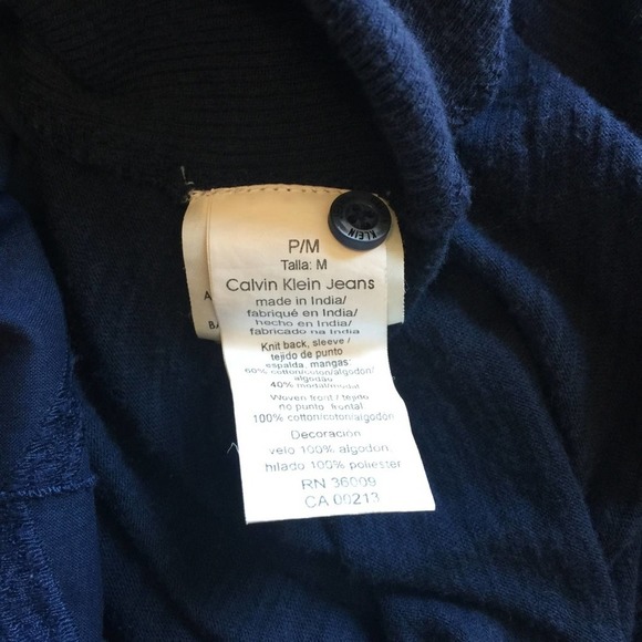 CALVIN KLEIN JEANS Navy Button Down Knit Blouse PM - Picture 6 of 9